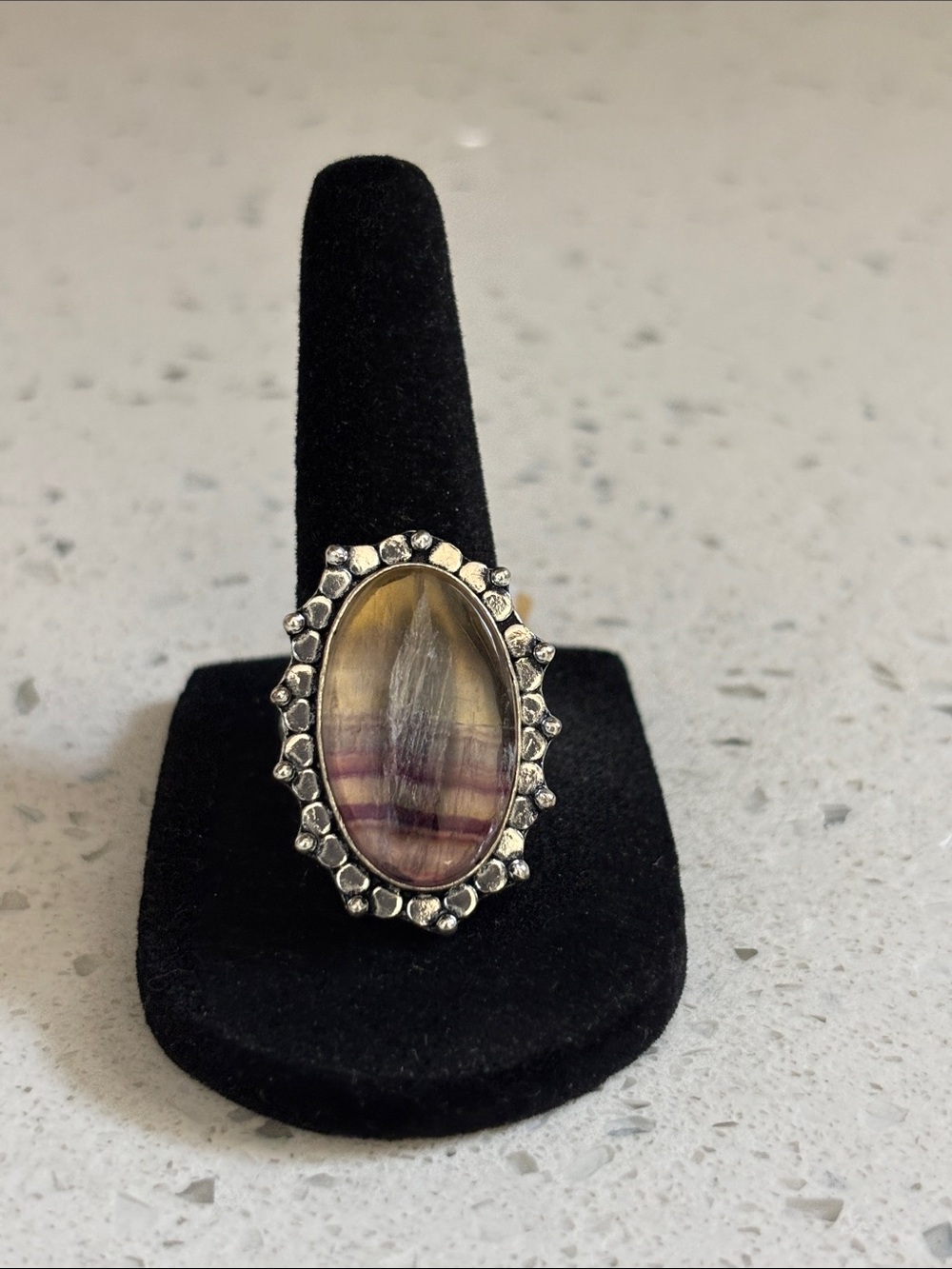 Sterling Fluorite Gemstone Ring Size 8.75